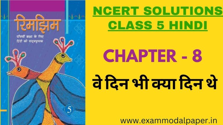 NCERT solutions for Class 5 Hindi Chapter 8 वे दिन भी क्या दिन थे